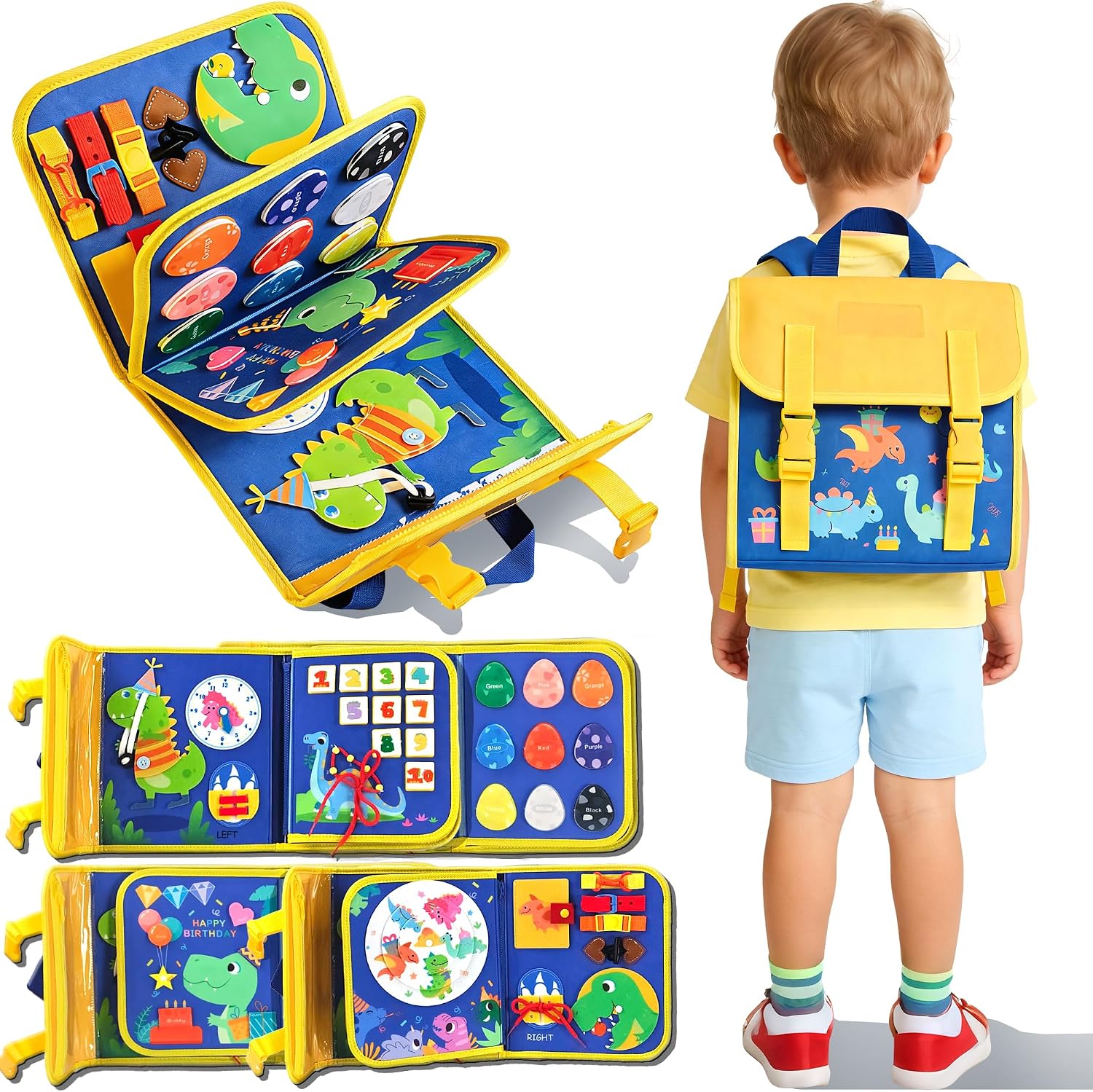 Travel Accessories Toddler - Dinosaurier Kleinkind Beschäftigungsbrett Rucksack, Tragbares Ruhiges
