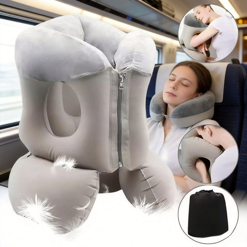 Travel Pillow Inflatable - Verbessertes aufblasbares Luftkissen-Reisekissen, Kopfstütze, Kinnstützkissen für