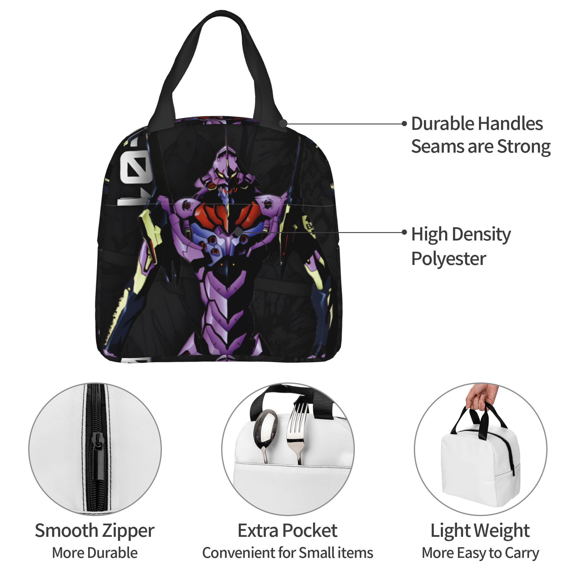Travel Accessories 2022 - E-Evangelions Thermoisolierte Lunchtaschen für Damen, Mecha-Stil,
