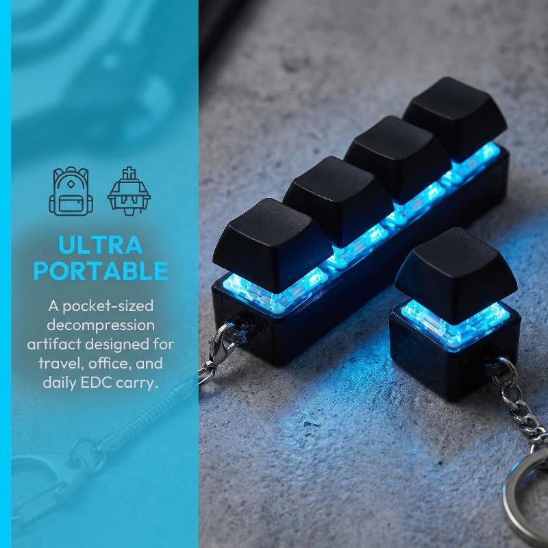 Travel Accessories And Gadgets - Stressabbau-Fidget-Tastatur-Schlüsselanhänger-Spielzeug mit 4 Tasten, LED-Licht, sensorisches
