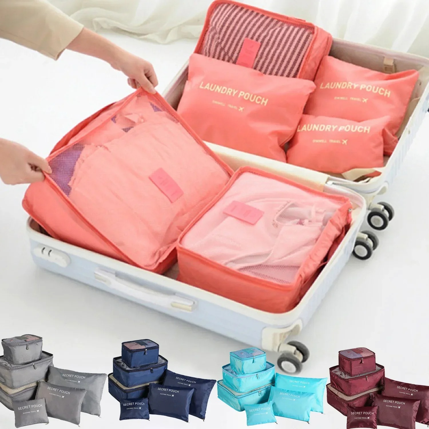 Travel Packing Cube - 6-teiliges Set Reise-Aufbewahrungstaschen Koffer-Packset Aufbewahrungskoffer Tragbarer