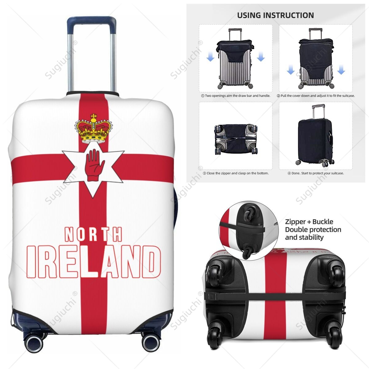 Travel Accessories Ireland - Gepäckabdeckung mit Nordirland-Flagge, Koffer, elastischer Staubkoffer,
